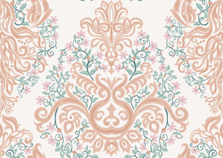 Classical luxury old fashioned damask ornament, royal victorian floral baroque. Seamless pattern, background. Vector illustration.のイラスト素材