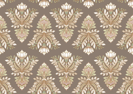 Classical luxury old fashioned damask ornament, royal victorian floral baroque. Seamless pattern, background. Vector illustration.のイラスト素材