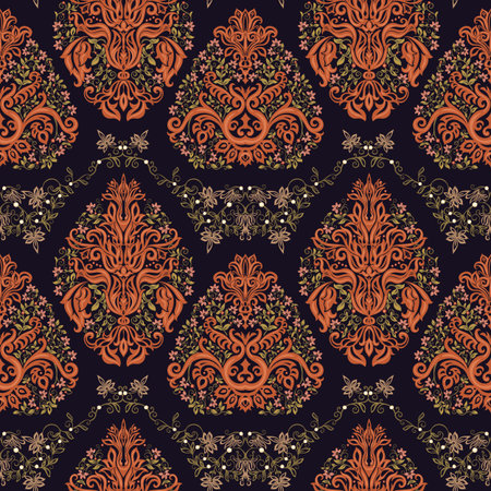 Classical luxury old fashioned damask ornament, royal victorian floral baroque. Seamless pattern, background. Vector illustration.のイラスト素材