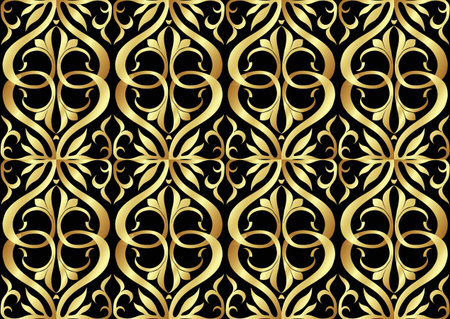 Interlacing abstract ornament in the medieval, romanesque style. Seamless pattern, background in...