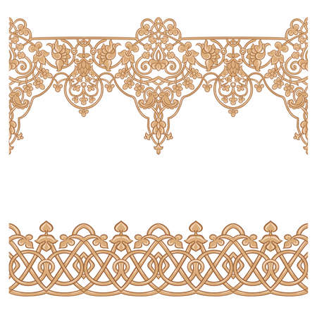 Byzantine traditional historical floral motifs, pattern. Clip art, set of elements for design Vector illustration.のイラスト素材