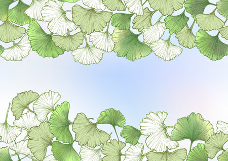 Ginkgo biloba leaves. Seamless pattern, background. Vector illustration. In botanical styleのイラスト素材