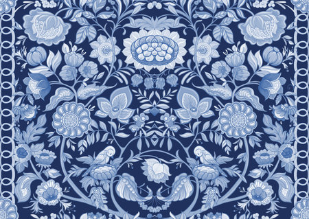 Fantasy flowers in retro, vintage, jacobean embroidery style. Seamless pattern, background. Vector...