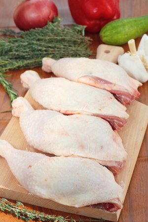 Chicken thighs for cooking a casseroleの写真素材