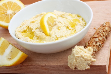 Hummus and bread sticksの写真素材