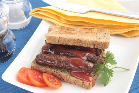 Sausage sandwichの写真素材