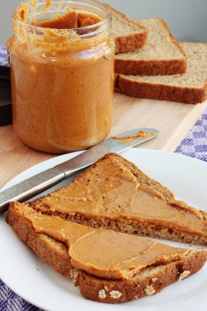 Peanut butter on toastの写真素材