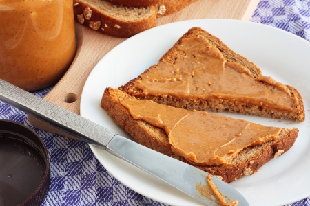 Peanut butter on toastの写真素材