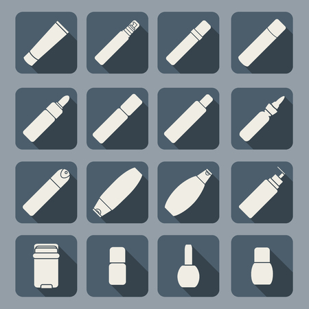 Female cosmetic and hygiene beauty treatment product packagesのイラスト素材