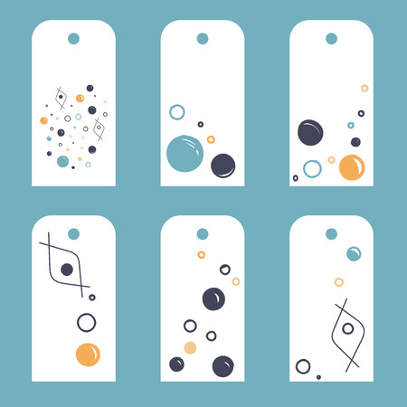 Collection of gift tags with hand drawn bubbles and balloons.のイラスト素材