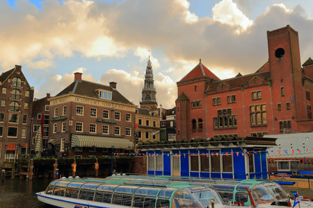 Amsterdam, Netherlands - Januar, 17, 2018: Architecture of Amsterdam - Reality and Fantastic. Local establishments, Important institutions and Residential settings. The charm and unique atmosphereのeditorial素材