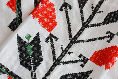 Embroidery. Handmade vyshivanka shirt, traditional ethnic ukrainian style.