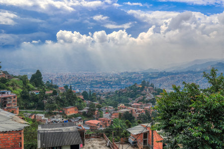 LATAM, Colombia Antioquia, Medellin - October 9, 2018: San Javier is a residential area, occupying a...