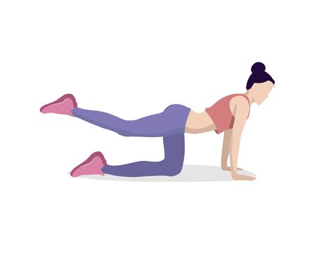 Gymnastics, the girl is engaged in sports. The athlete shakes her ass. The girl is engaged in fitness. Vector illustrationのイラスト素材