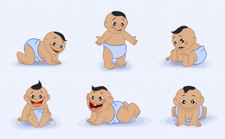 Many Asian babies  のイラスト素材