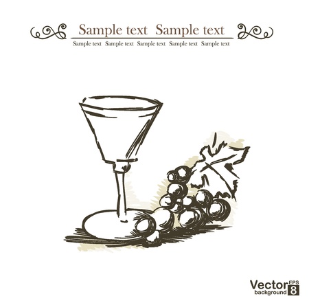 Grape and wine  Vector illustration のイラスト素材