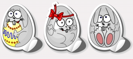 Happy Easter stickers. Rabbit in the egg.のイラスト素材