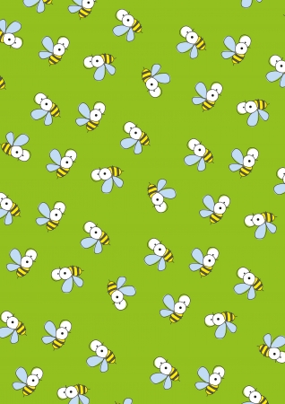 Green background with bees  のイラスト素材