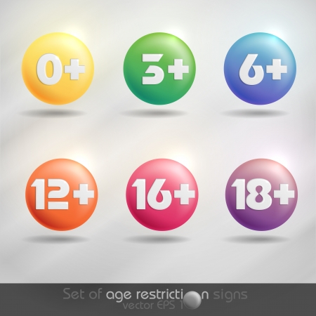 Set of age restriction signs   Vector illustration  のイラスト素材