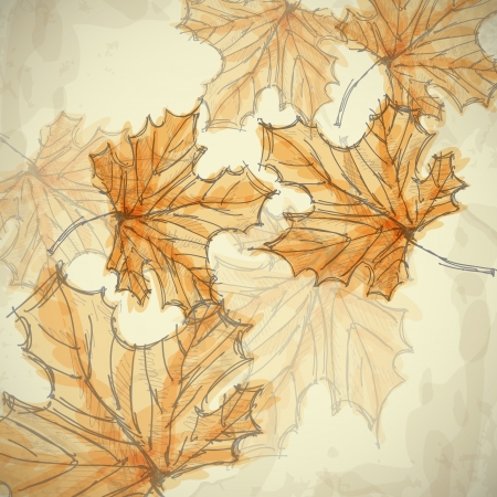 Hand Drawn Autumn Background. Vector Illustration. Eps 10.のイラスト素材