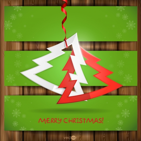 Simple Paper Christmas Tree. Christmas And New Year Symbols. Vector Illustration. Eps 10のイラスト素材