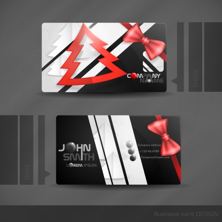 Business Card Design With Paper Christmas Tree.  Vector Illustration. Eps 10.のイラスト素材