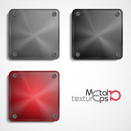 Shiny Steel Square Plate With Screws. App Icons Set. Vector Illustration. Eps 10のイラスト素材