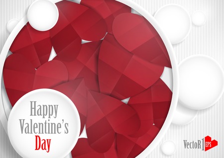 Abstract Background With White Paper Circles. Happy Valentines Day.  Vector Illustration. のイラスト素材
