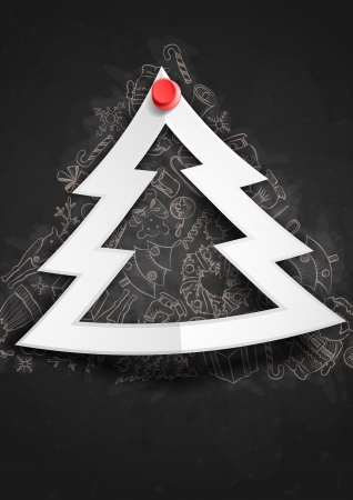 Merry Christmas Stylish Tree. Christmas And New Year Symbols.の写真素材