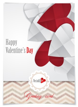 Greeting Card Design, Template. Happy Valentines Day. Vector Illustration.のイラスト素材