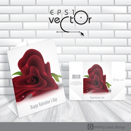 Greeting Card Design, Template. Happy Valentines Day.  Vector Illustration.のイラスト素材