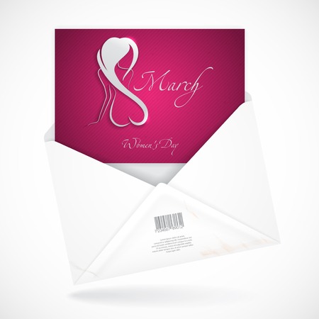 Postal Envelopes With Greeting Card. Happy Women's Day, March 8. Vector Illustration. のイラスト素材
