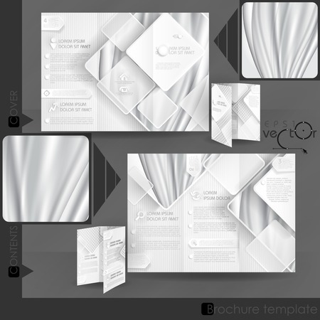 Business Brochure Template Design With White Square Elements. Vector Illustration. のイラスト素材
