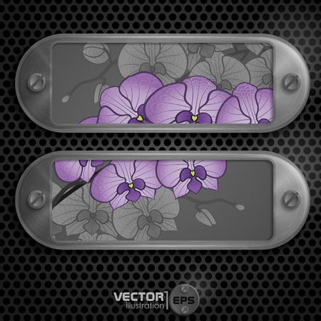 Metallic Frame With Screws On Abstract Metallic Background. Vector Illustration. Eps 10.のイラスト素材
