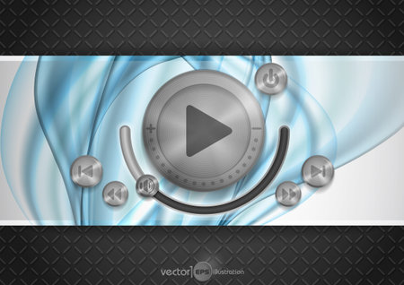 Abstract Technology App Icon With Music Button. のイラスト素材