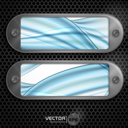 Metallic Frame With Screws On Abstract Metallic Background. のイラスト素材