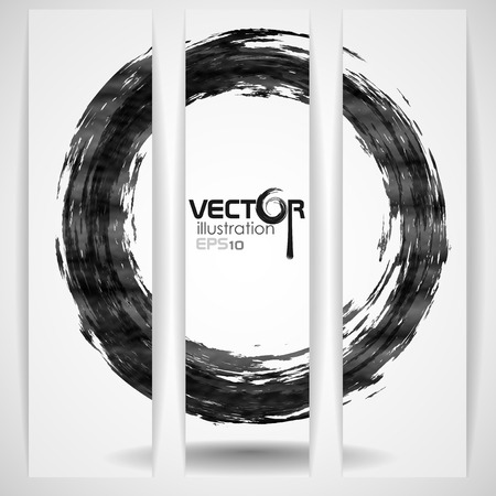 Black Brush Stroke In The Form Of A Circle. Vector Illustration.のイラスト素材