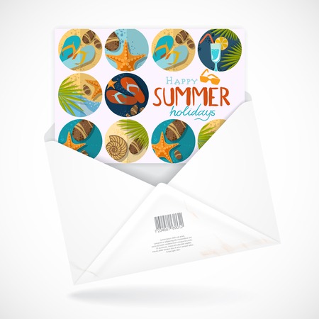 Postal Envelopes With Greeting Cardのイラスト素材