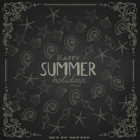 Stylized Drawing With Chalk On Blackboardのイラスト素材