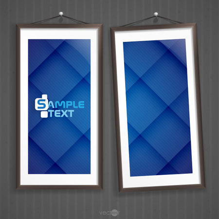 Two  Frames Of Picture On A Striped Old Wallのイラスト素材