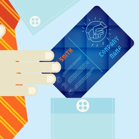 Hand Holding Business Card In Flat Design Styleのイラスト素材