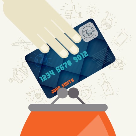 Credit Card And Purse In Flat Design Styleのイラスト素材