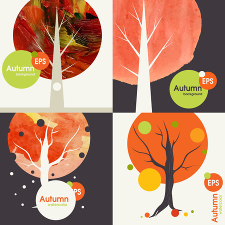 Autumnal Background Setのイラスト素材