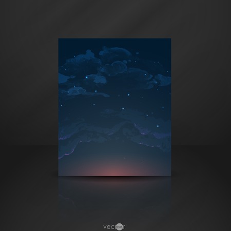 Night Sky Hand Drawn Watercolor Backgroundのイラスト素材