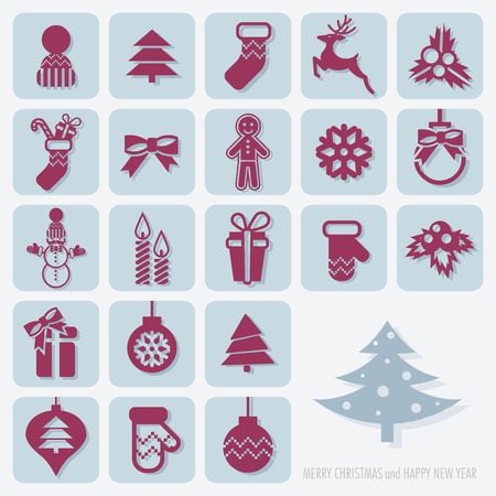 Merry Christmas and Happy New Year Icons Set. Vector illustration. Eps 10のイラスト素材