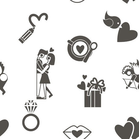 Romantic Seamless with Symbols of Valentines Dayのイラスト素材