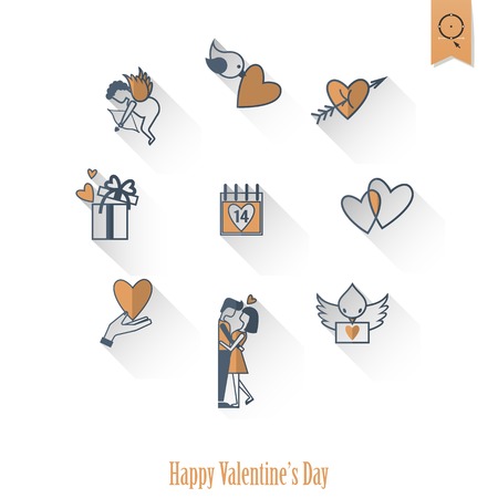 Happy Valentines Day Iconsのイラスト素材