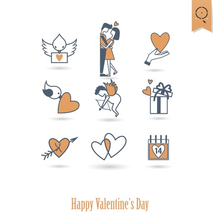 Happy Valentines Day Iconsのイラスト素材