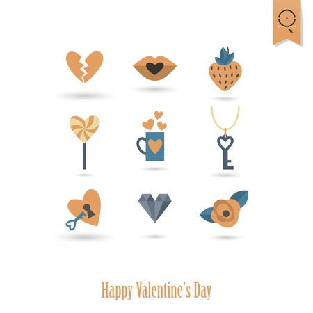 Happy Valentines Day Iconsのイラスト素材