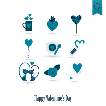 Happy Valentines Day Iconsのイラスト素材